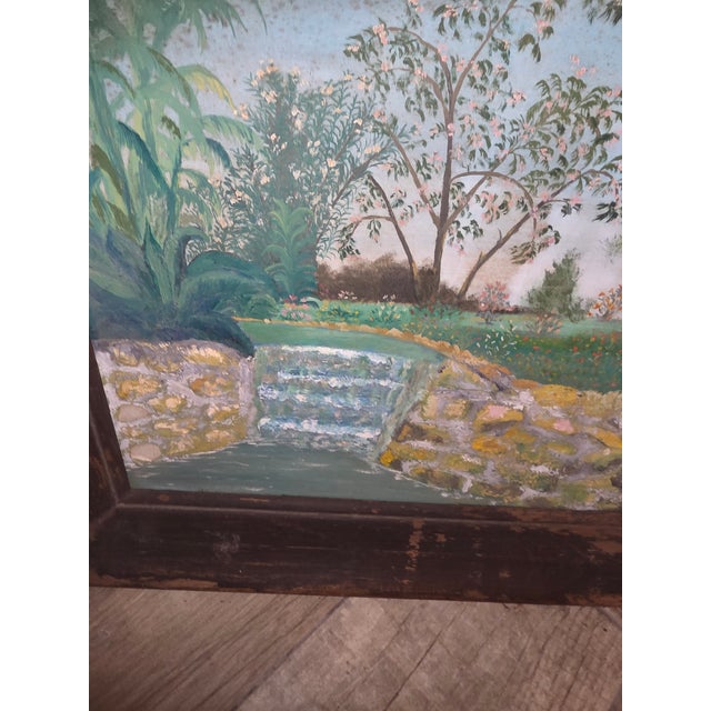 Folk Art Unusual Folk Art Riverside Landscape Painting For Sale - Image 3 of 16