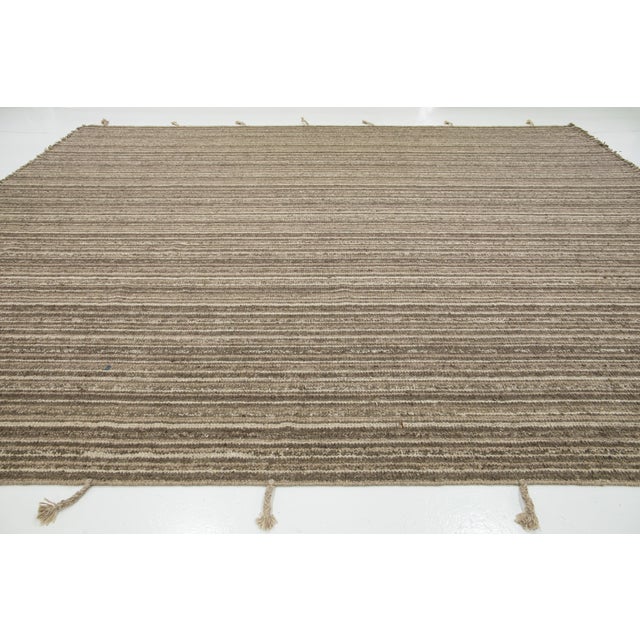 Modern Flaweave Wool Rug With Geometric Design in Earthy Tones For Sale In New York - Image 6 of 11