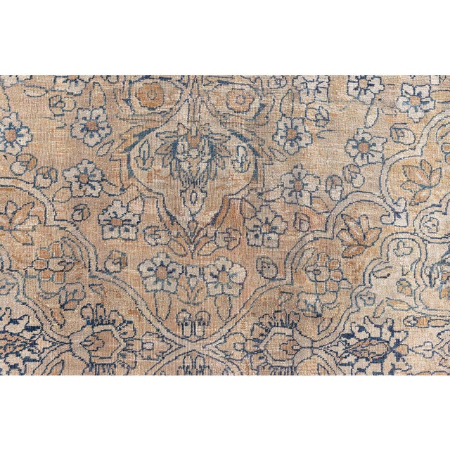 Late 19th Century Authentic Persian Kirman Botaic Beige, Blue Handmade Wool Rug For Sale - Image 5 of 7