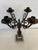 Rococo Vintage 4 Arm Brass Candelabra Mounted on Square White Marble Base For Sale - Image 3 of 5