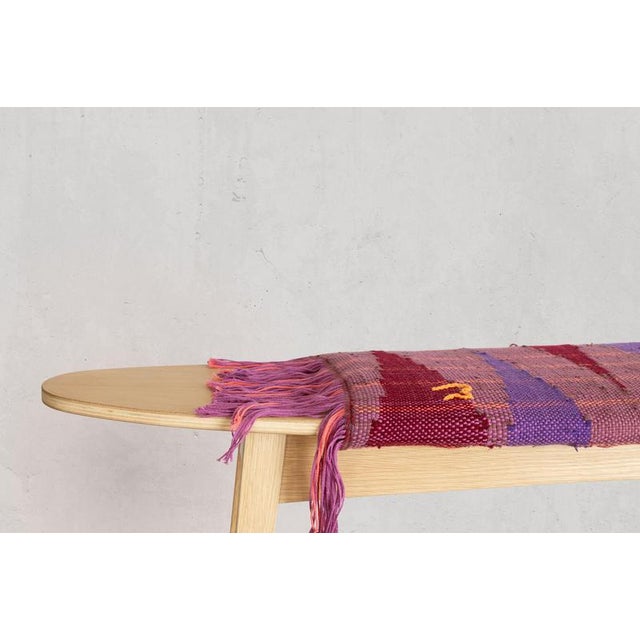 Wood Oak Surf Hand-Woven Fabric Bench by Jean-Baptiste Van Den Heede For Sale - Image 7 of 8