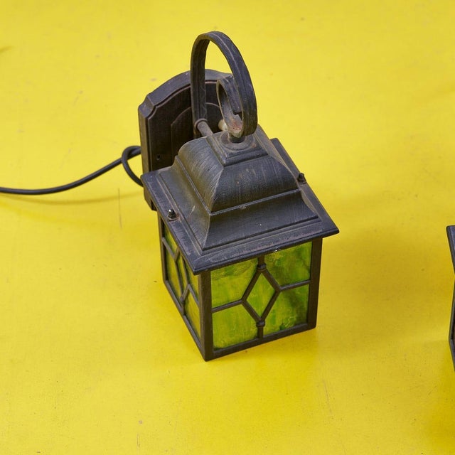 Vintage Street Lamps in Stained Glass and Metal, Set of 3 For Sale - Image 6 of 8