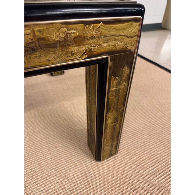 Mid-Century Modern Bernhard Rohne Acid Etched Brass Coffee Table for Mastercraft For Sale - Image 3 of 12