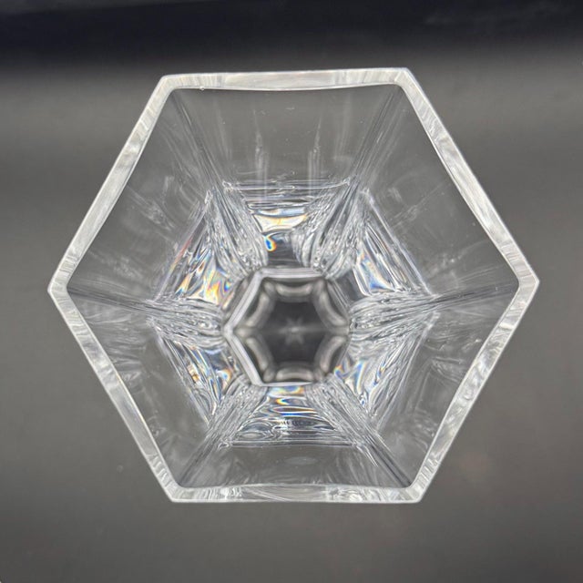 Glass Cristal De Sèvres "Nankin" Hexagonal Crystal Vase (10.5") For Sale - Image 7 of 9