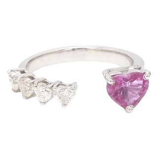 Natural 1.48 cts pink sapphire 048 cts diamond ring in 18k gold For Sale