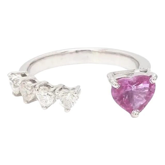 Natural 1.48 cts pink sapphire 048 cts diamond ring in 18k gold For Sale