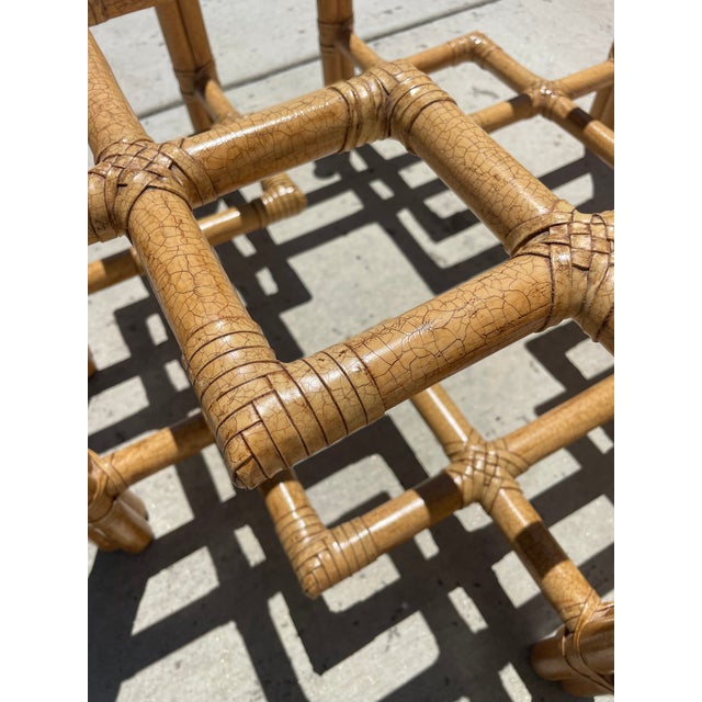 Authentic McGuire Vintage Rattan Coffee Table Base, Organic Modern Style With Brass Caps For Sale In San Diego - Image 6 of 9