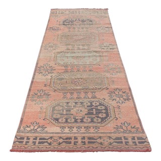 Washed Out Vintage Turkish Runner Rug - 3`1" X 10`6" For Sale