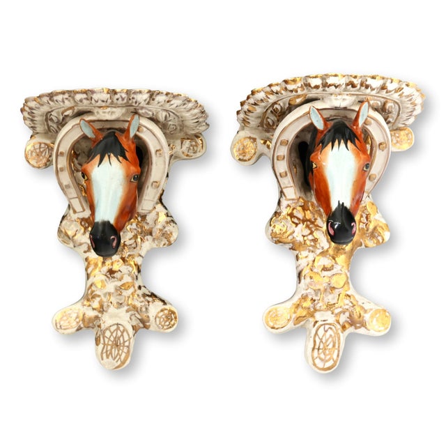 19th Century Staffordshire Horse Wall Brackets For Sale - Image 4 of 10