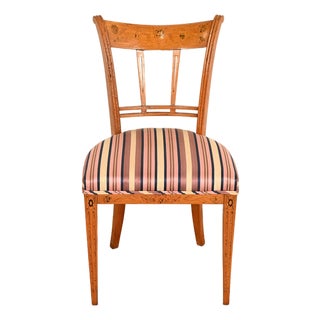 Antique Italian Regency Fruitwood Inlaid Marquetry Side Chair or Dining Chair For Sale