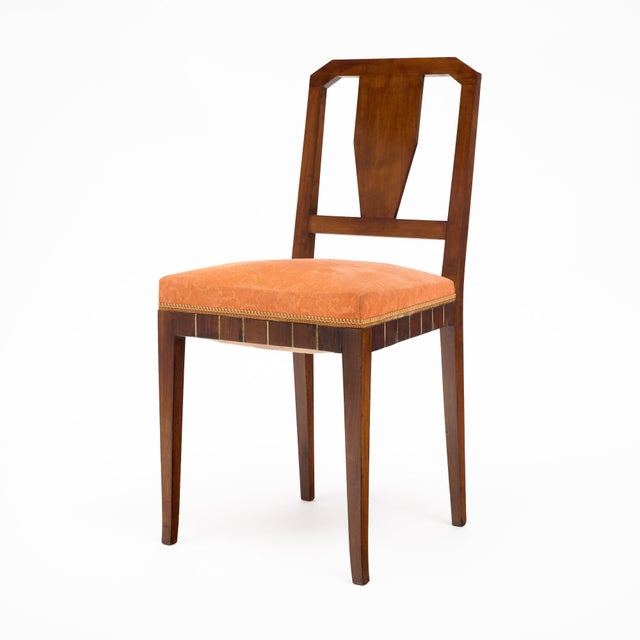 Wood Pair of Walnut Dining Chairs, Vintage, French For Sale - Image 7 of 9