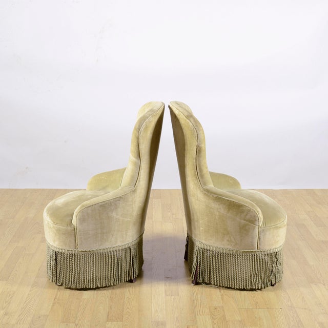 Danish Velvet Armchairs with Fringed Skirts, 1950s, Set of 2 For Sale - Image 18 of 18