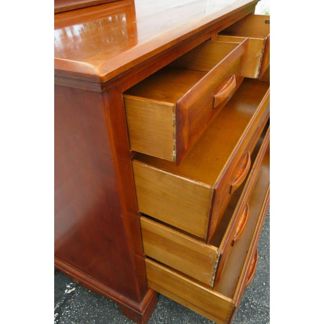 Mid Century Modern Maple Dresser Vanity With Mirror by Kling Furniture