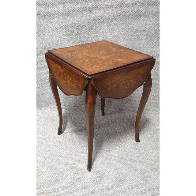 English Marquetry Drop Flap Table c.1880 For Sale - Image 10 of 10