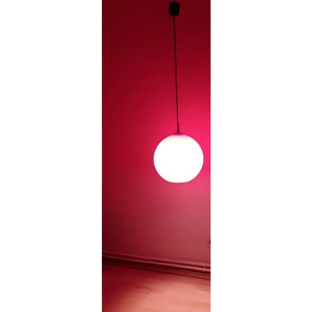 Ceiling Lamp with Spherical Red Glass Shade, 1970s For Sale - Image 4 of 5
