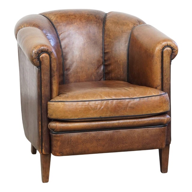 Vintage Sheep Leather Club Chair For Sale