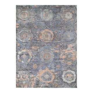 Hand Knotted Borderless Wool & Silk Rug. 08'11" X 11'11" For Sale