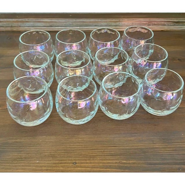 Transparent Vintage-Mid Century Draping Iridescent Glass 14 Piece Punch Bowl Set-Includes Glass Ladle Not Pictured For Sale - Image 8 of 9