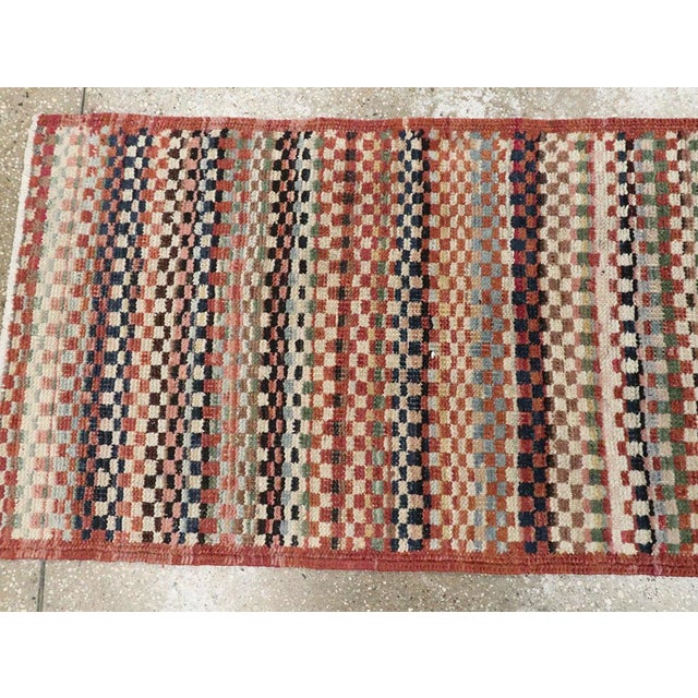 Red Galerie Shabab Collection Mid-20th Century Handmade Turkish Anatolian Art Deco Style Runner For Sale - Image 8 of 10