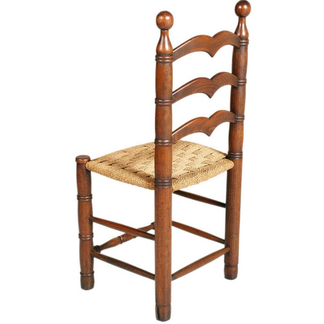 Brutalist Set of Hemp Rope and Oak Chairs attributed to Charles Dudouyt, 1940s For Sale - Image 3 of 9