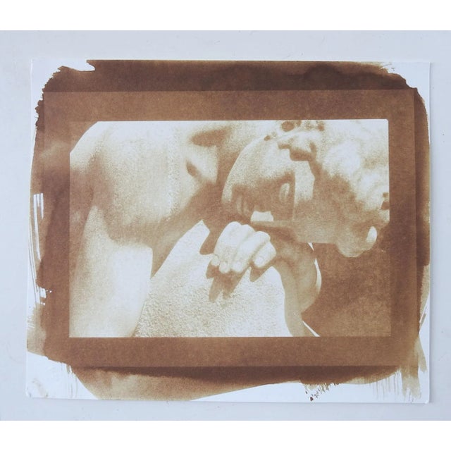 Vintage circa 1990's Cyanotype photograph on watercolor paper by Eric C. Weller (20th century) Texas. Mixed media sepia...