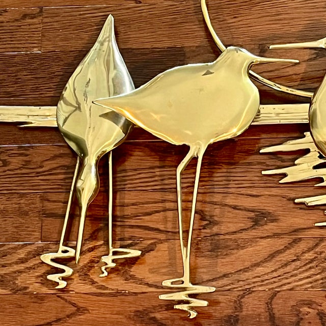 Bijan 1980 MCM Bijan Bahar Brass Wall Art Sculpture Nantucket Sandpipers or Shorebirds For Sale - Image 4 of 18