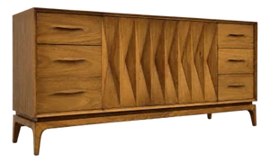 Mid Century Modern "Diamond" Long Dresser | MCM Credenza, C. 1960's