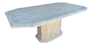 1980s Maitland Smith Tessellated Stone and Brass Dining Table