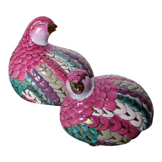 Vintage Cloisonné Gilt Pheasant Figurines - a Pair For Sale