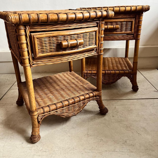 Wood Bedside Tables / Nightstands, 1980s, Set of 2 For Sale - Image 7 of 11