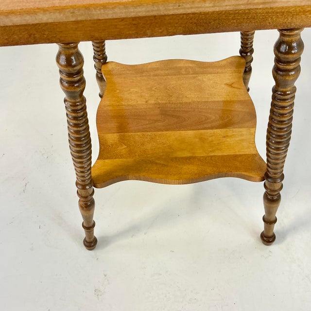 1920s Antique Americana Boho Chic Bobbin Leg Maple Center Table. For Sale - Image 14 of 15