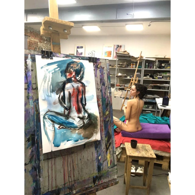 Paper Contemporary Original Expressionist Female Nude Watercolor Painting by Valeriya Serova For Sale - Image 7 of 10