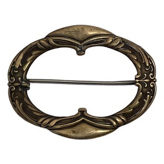 1900s Art Nouveau Brass Brooch For Sale