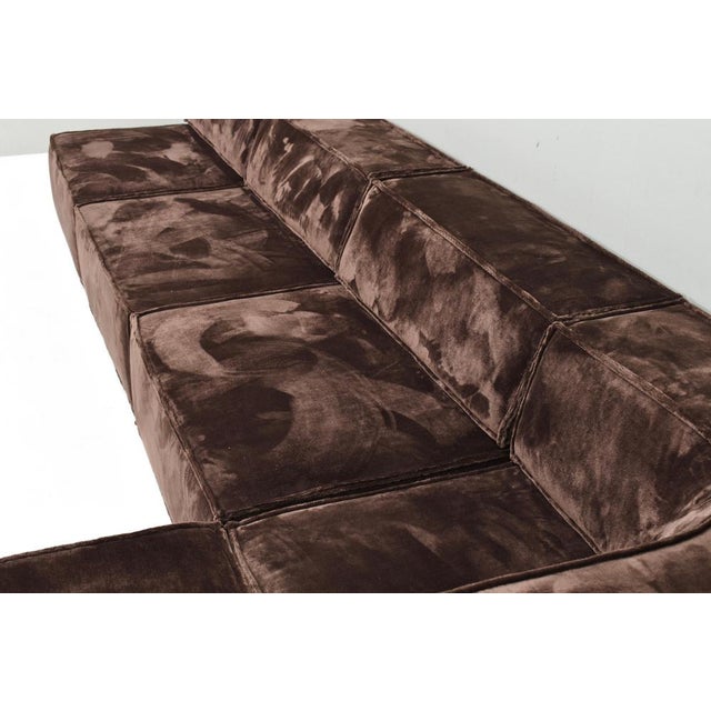 Trio Sectional Sofa in Chocolate Brown Velvet with New Upholstery from Cor, 1972, Set of 10 For Sale - Image 10 of 18