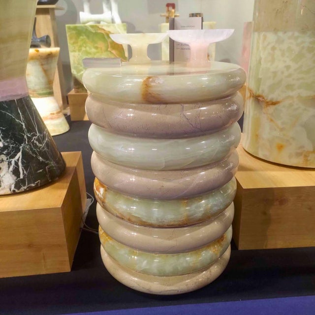 Contemporary Onyx and Marble Side Table by Forzini For Sale - Image 3 of 8