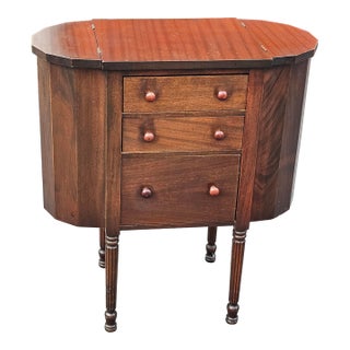 Early 20th C. Martha Washington Walnut and Mahogany Sewing Cabinet Side Table For Sale