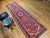 Vintage Heriz Wide Runner, Hand-Knotted Wool, Geometric Design, Red & Navy, 4x12 For Sale - Image 9 of 18