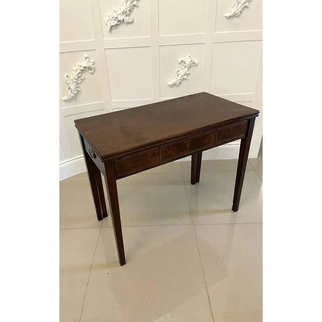 Antique George III Quality Mahogany Inlaid Tea Table For Sale - Image 4 of 12