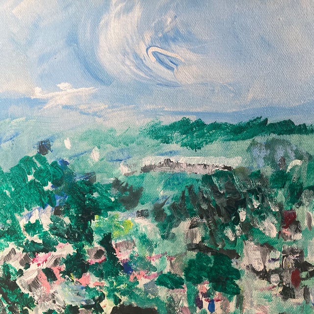 Mid-Century Modern Mid-Century Expressionist Hillside Landscape Oil Painting – Framed For Sale - Image 3 of 12