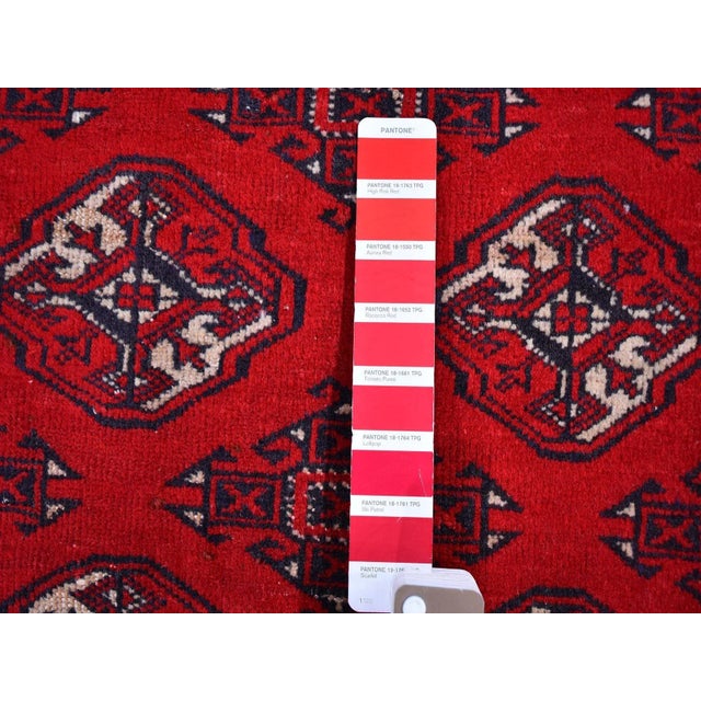 Vintage Turkoman Bokara Red Wool Hand Knotted Rug For Sale In New York - Image 6 of 8