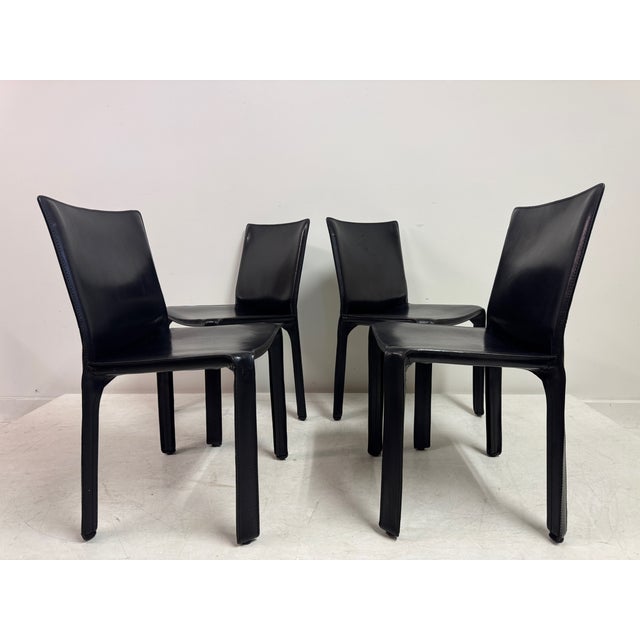 Vintage Black Leather Cab Dining Chairs by Mario Bellini for Cassina, 2000s, Set of 6 For Sale - Image 18 of 18