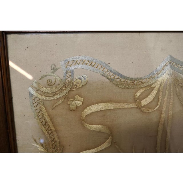 Late 19th Century Victorian Hand Embroidered Silk and Mahogany Fire Screen, 1880s For Sale - Image 5 of 8