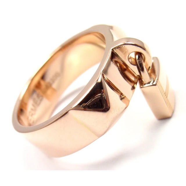 2000 - 2009 Hermes 18k Rose Gold Collier De Chien Lock Band Ring Size 49 US 4 3/4 For Sale - Image 5 of 10