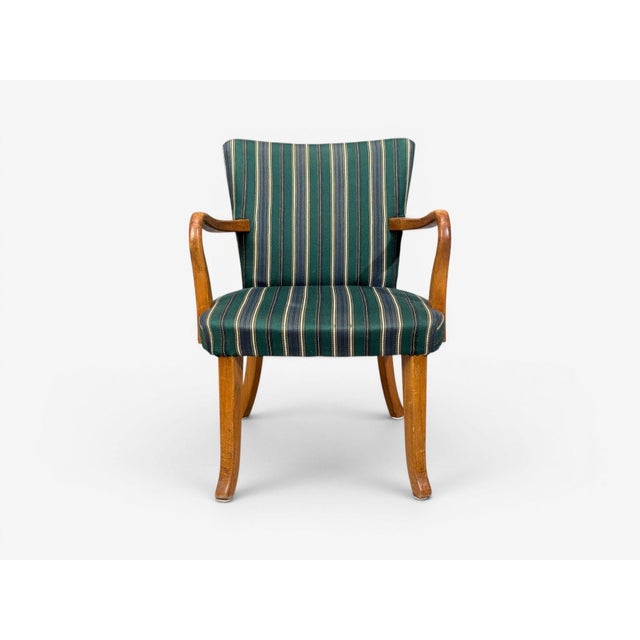 Alfred Christensen Style, Armchair, Bentwood, Fabric, Sweden, 1960s For Sale - Image 4 of 11