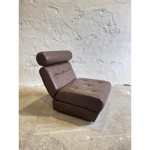 Vintage Yugoslav Convertible Leather Chair Bed, 1970s For Sale - Image 9 of 14