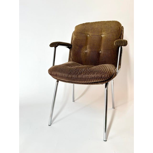1960s Brown Corduroy Upholstered Chair, Italy, 1960s For Sale - Image 5 of 11