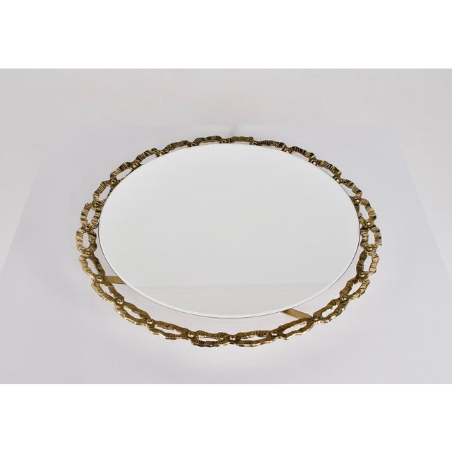 Round Illuminated Mirror with Brass Loops, 1970s For Sale - Image 6 of 11