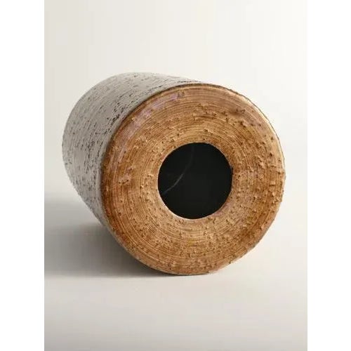 1960s Scandinavian Modern Brown Cylindrical Vase by Jerk Werkmäster for Nittsjö, 1960 For Sale - Image 5 of 9