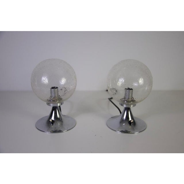 Vintage German Chrome and Glass Table Lamps, 1960s, Set of 2 For Sale - Image 6 of 12