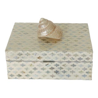 1960s Large Mother of Pearl Inlaid Box With Sea Shell For Sale